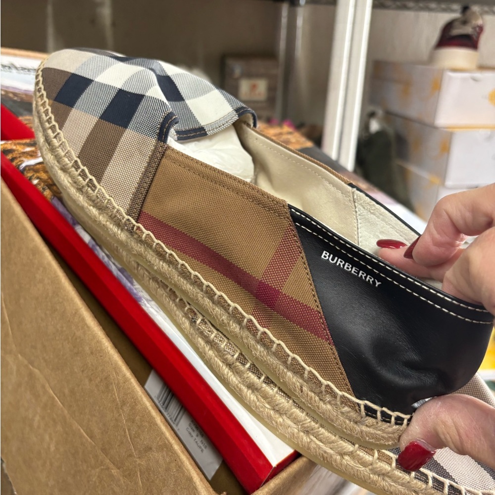 Burberry Black and Brown Slip-On Loafers with Classic Design